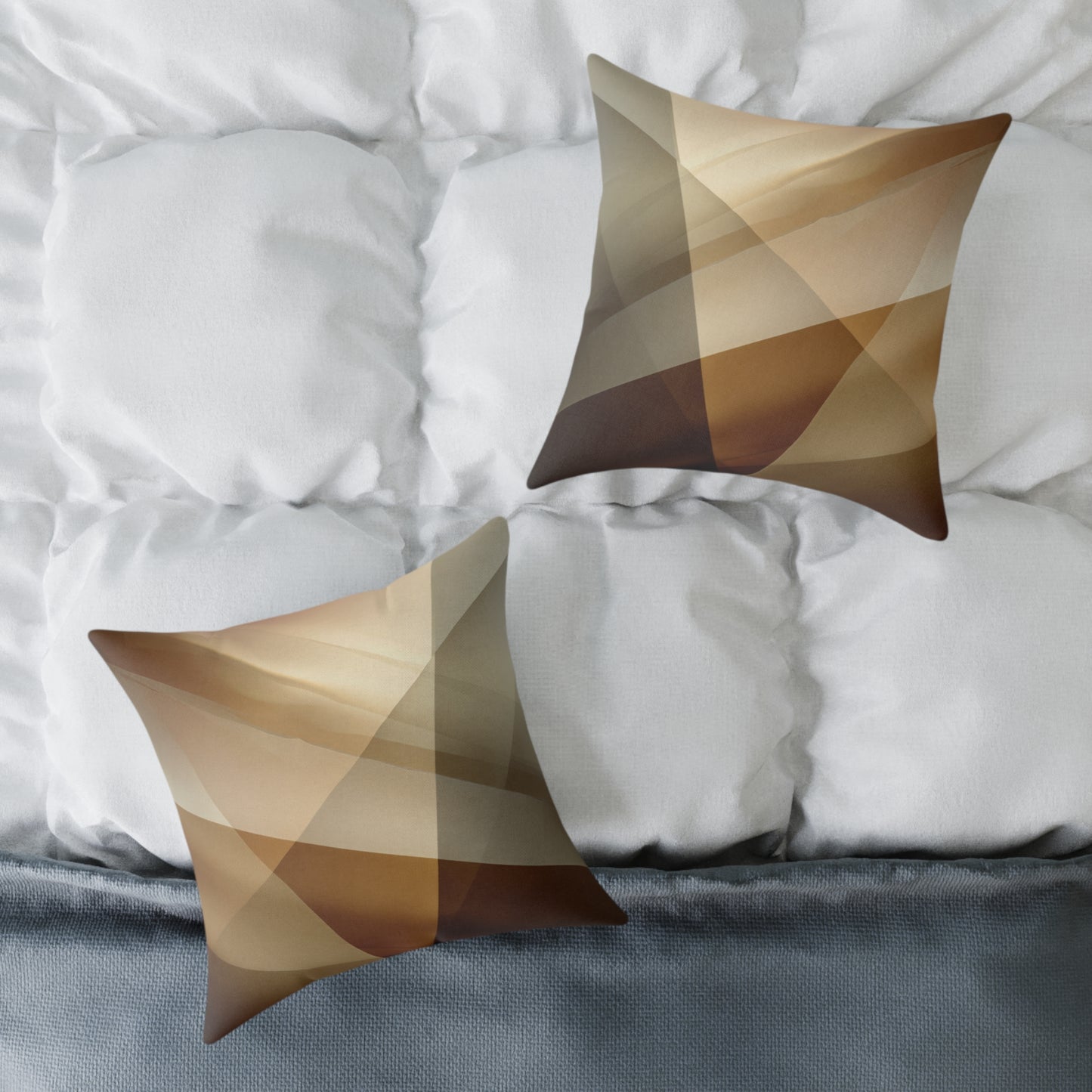 Golden Beam Geometry - Square Poly Canvas Pillow