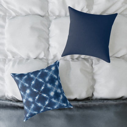 Aegean Ripple Shibori - Square Poly Canvas Pillow