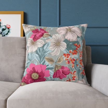 Pastel Meadow Symphony - Square Poly Canvas Pillow