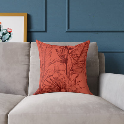 Terracotta Jungle Sketch - Square Poly Canvas Pillow