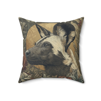 African Wild Dog - Faux Suede Square Pillow