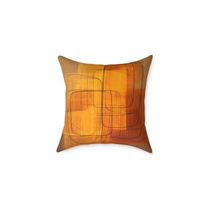 Golden Frame Drift - Square Poly Canvas Pillow