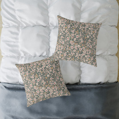 Soft Blush Field - Square Poly Canvas Pillow