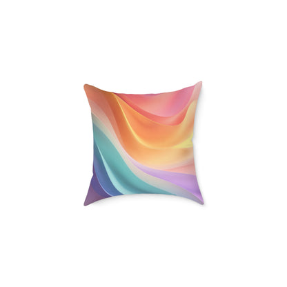 Aurora Ribbon Flow - Square Poly Canvas Pillow