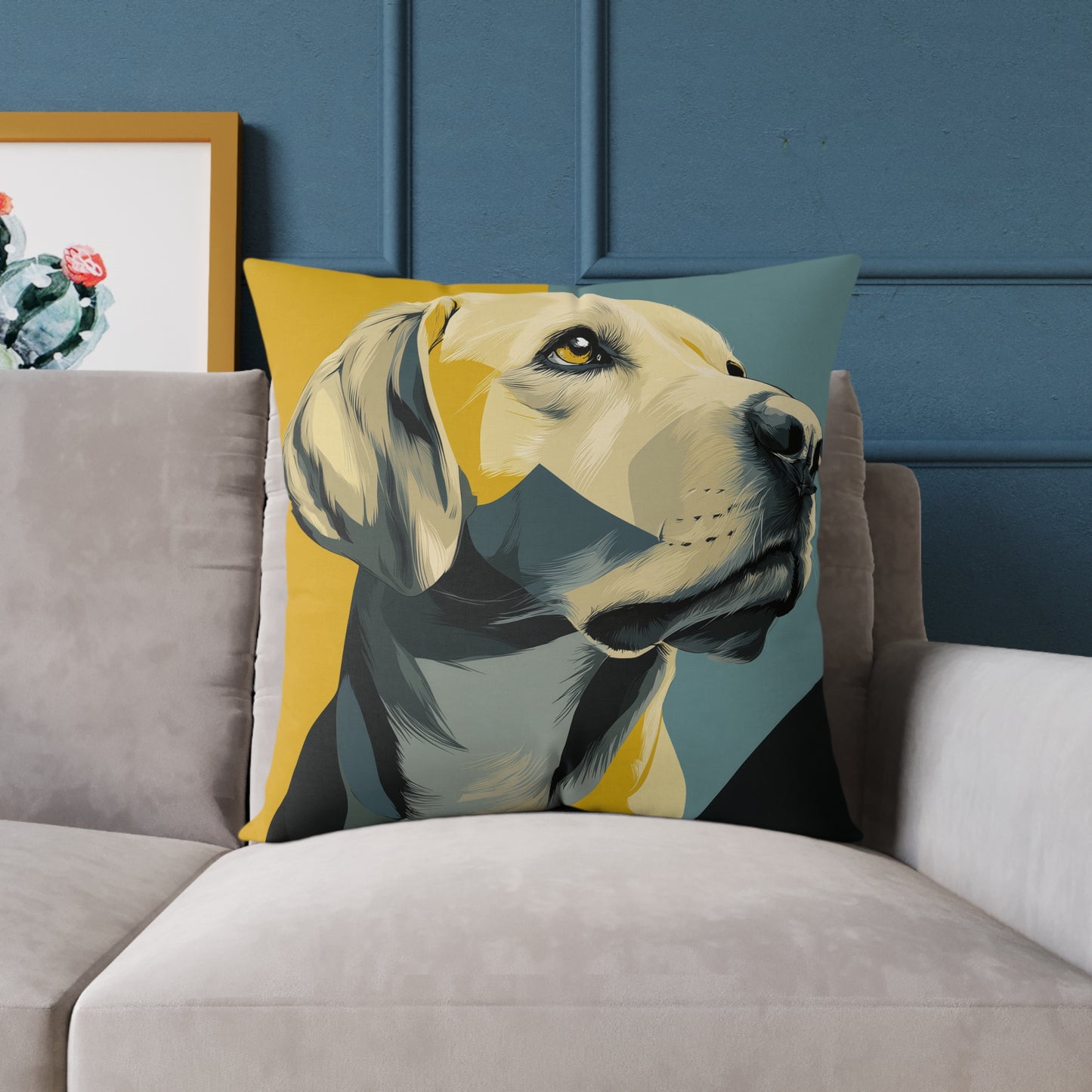Golden Labrador - Square Poly Canvas Pillow