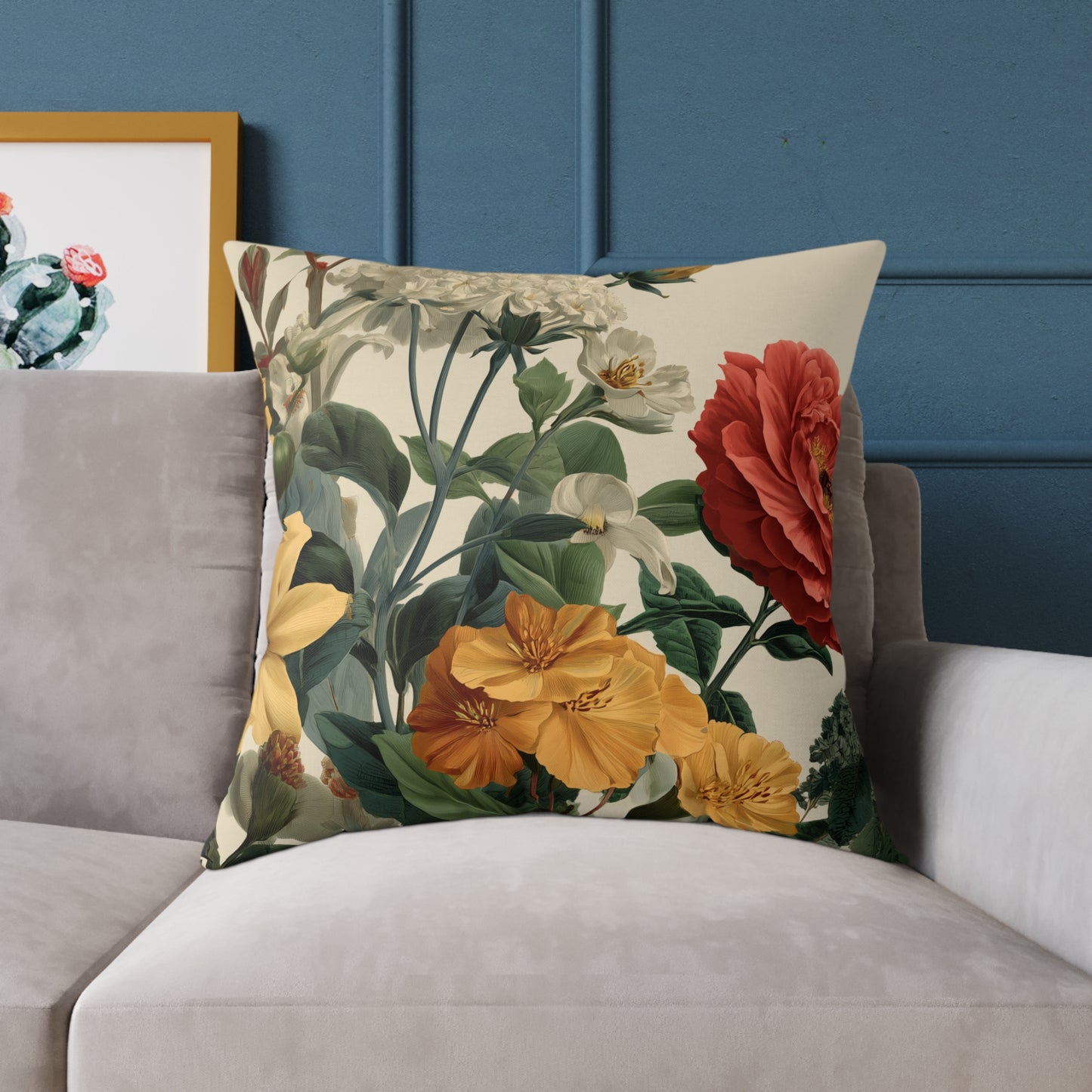 Sunlit Wildflower Bouquet - Square Poly Canvas Pillow