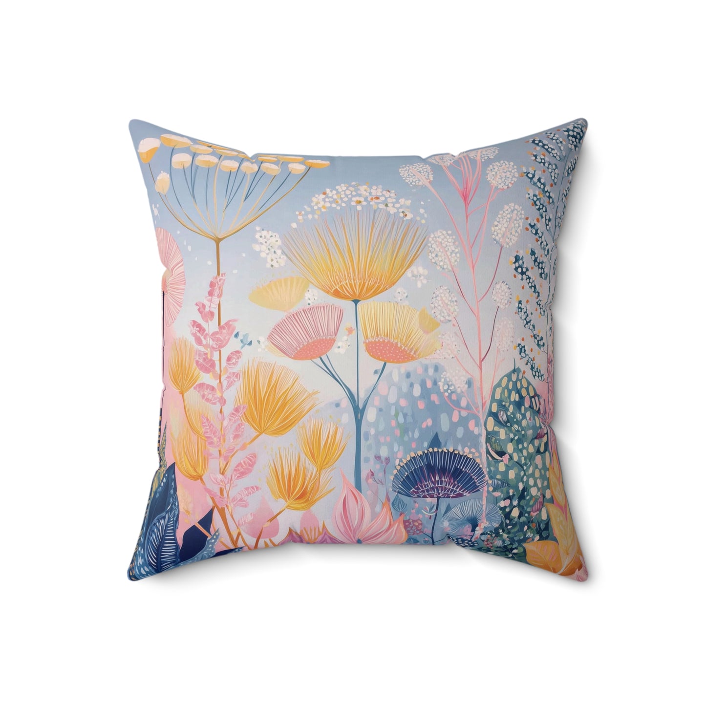 Pastel Sunrise Meadow - Faux Suede Square Pillow