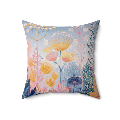 Pastel Sunrise Meadow - Faux Suede Square Pillow
