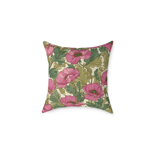 Blush Petal Canopy - Square Poly Canvas Pillow