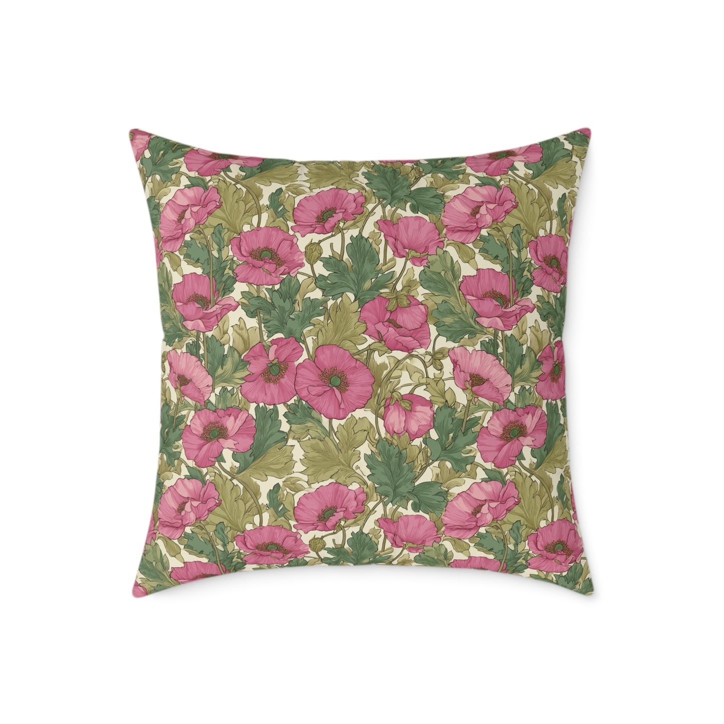 Roseleaf Garden Romance - Square Poly Canvas Pillow