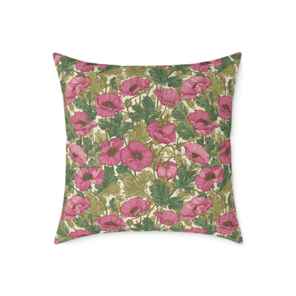 Roseleaf Garden Romance - Square Poly Canvas Pillow