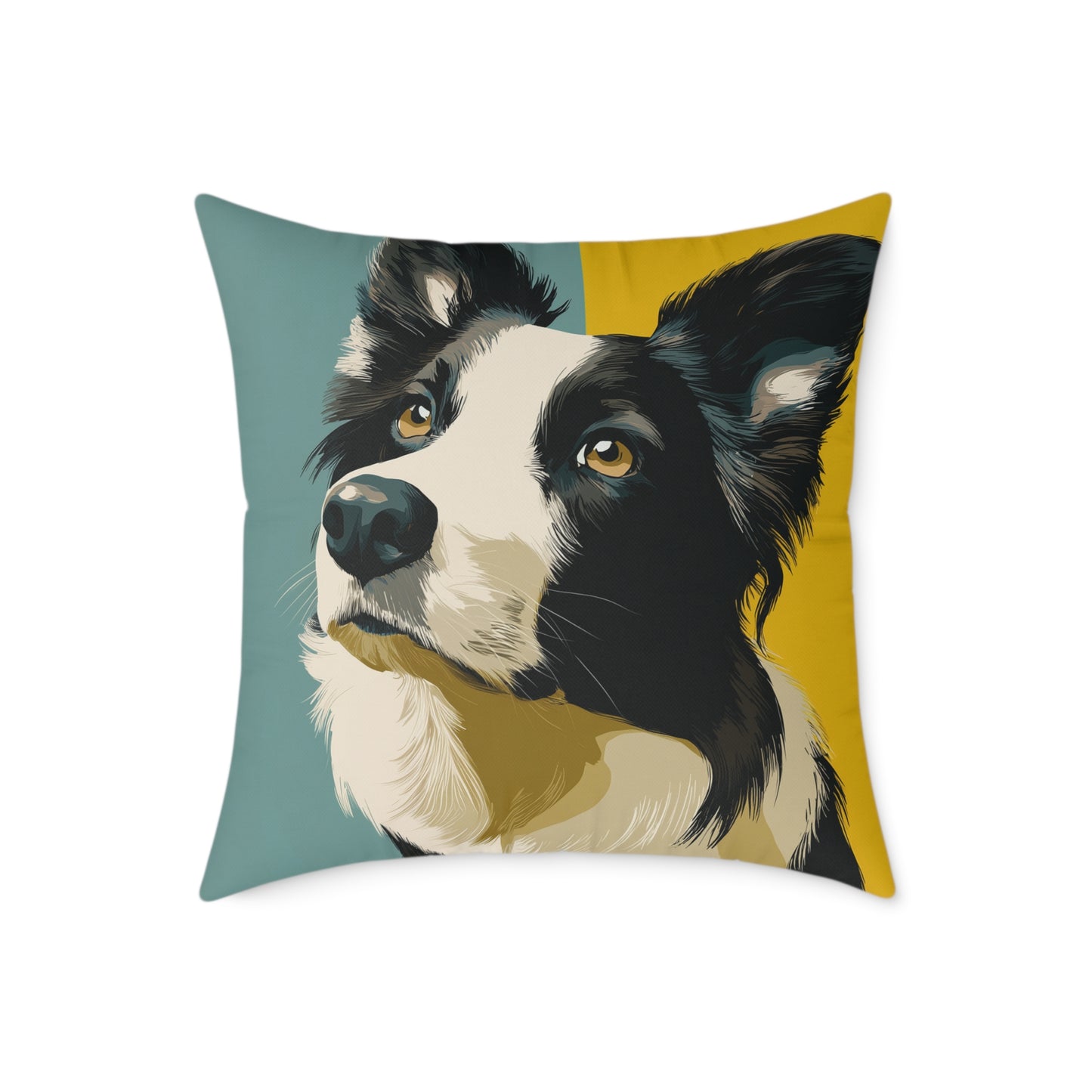 Border Collie Muse - Square Poly Canvas Pillow