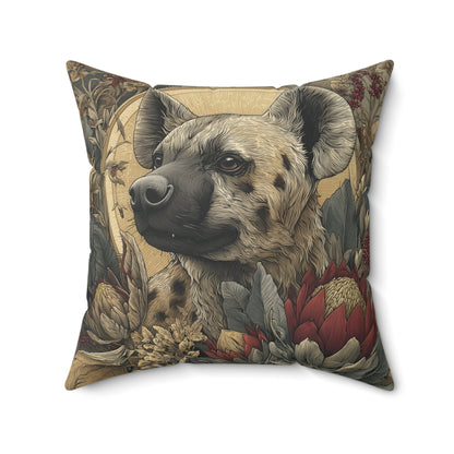 Sunlit Hyena Sentinel - Faux Suede Square Pillow