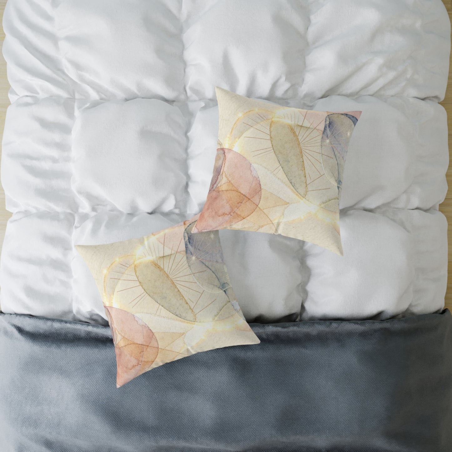 Sunlit Watercolor Bloom - Square Poly Canvas Pillow