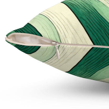 Emerald Flow Lines - Spun Polyester Square Pillow