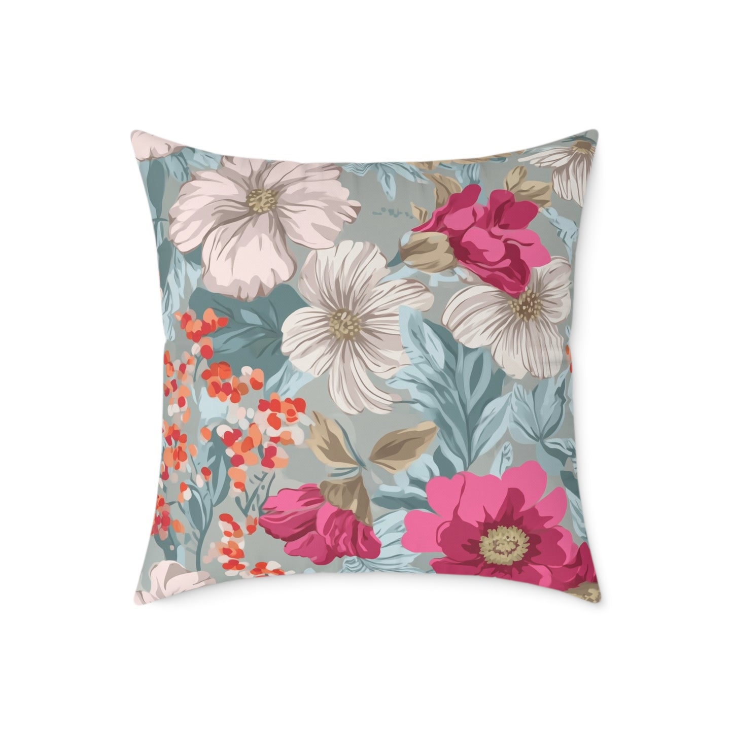 Pastel Meadow Symphony - Square Poly Canvas Pillow