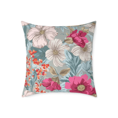 Pastel Meadow Symphony - Square Poly Canvas Pillow