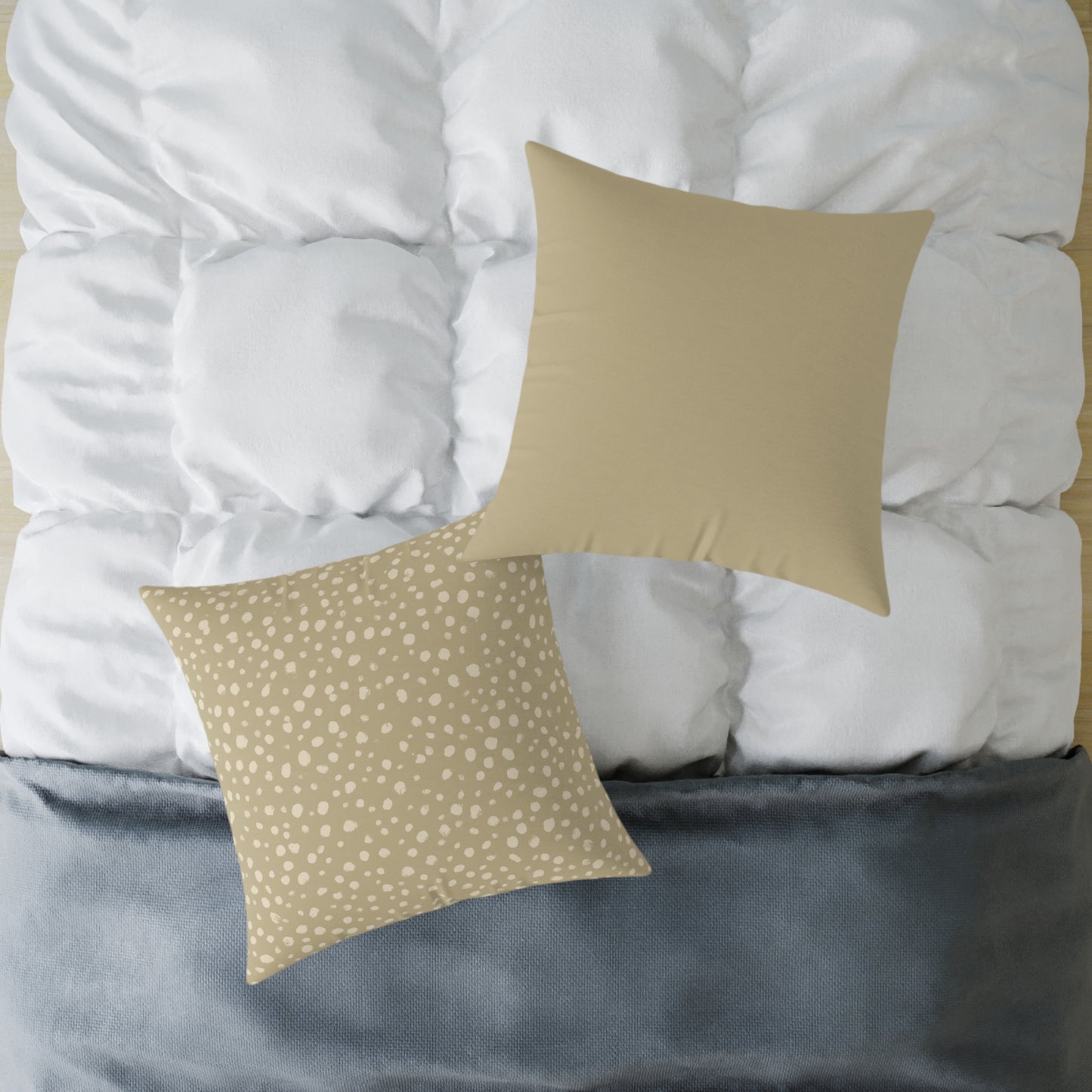 Pebble Scatter - Oat - Square Poly Canvas Pillow