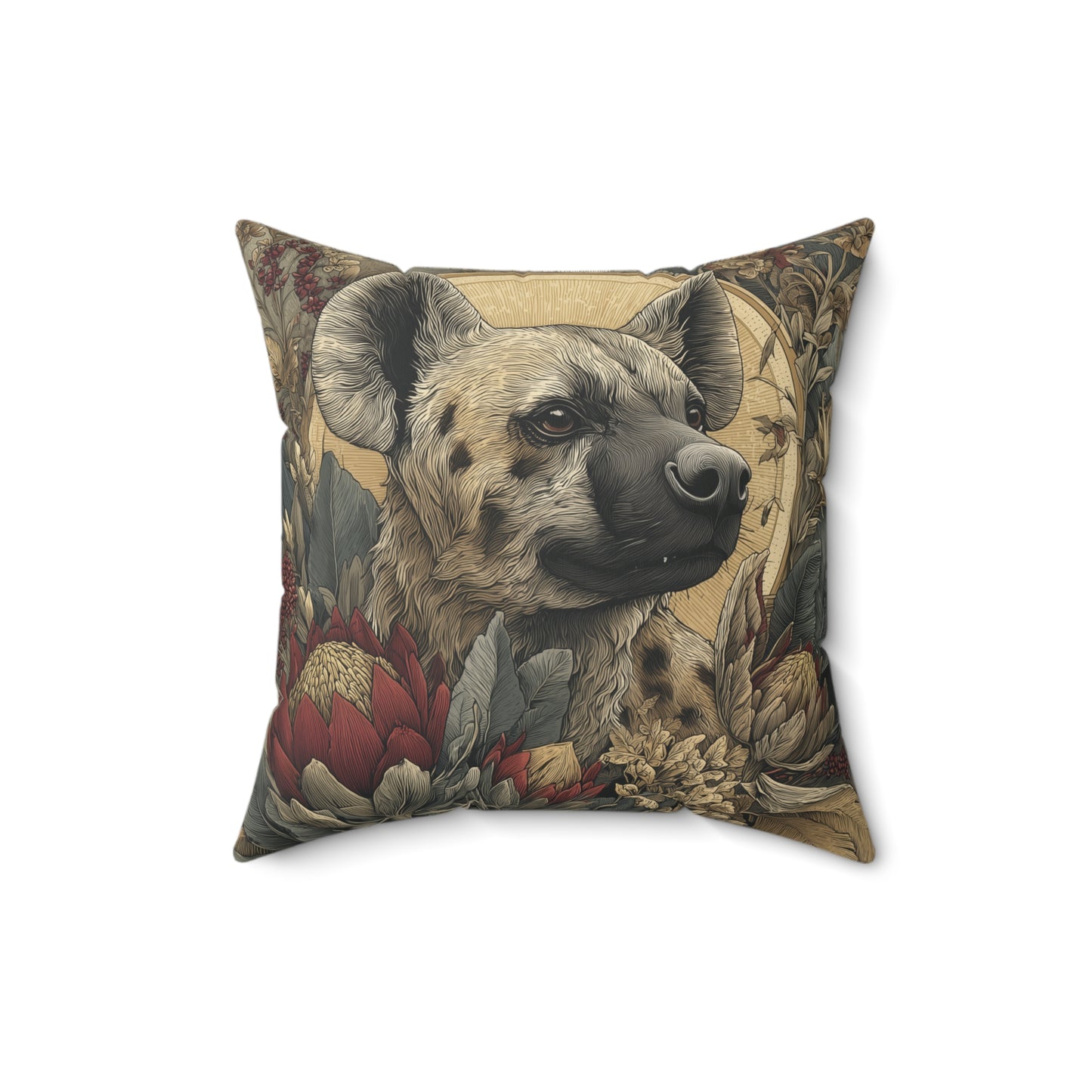 Sunlit Hyena Sentinel - Faux Suede Square Pillow