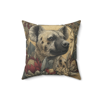 Sunlit Hyena Sentinel - Faux Suede Square Pillow