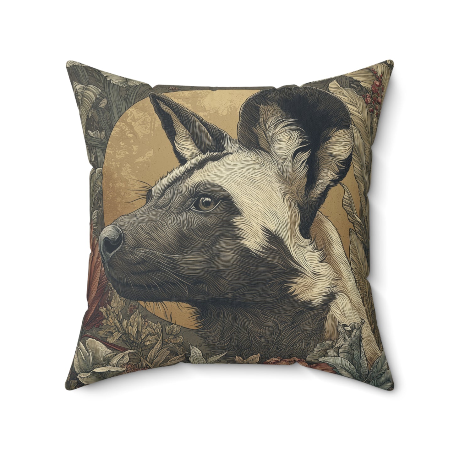 African Wild Dog - Faux Suede Square Pillow
