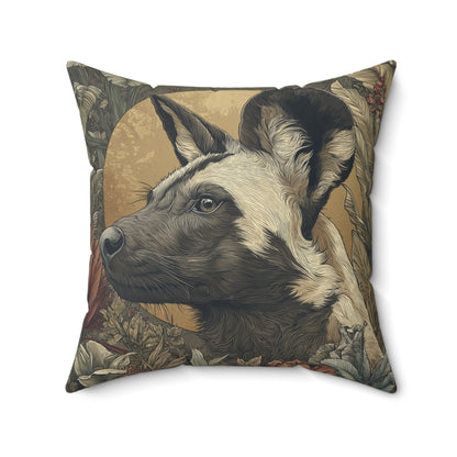 African Wild Dog - Faux Suede Square Pillow