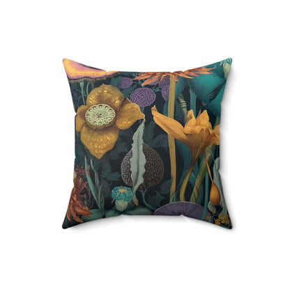Midnight Bloom - Faux Suede Square Pillow
