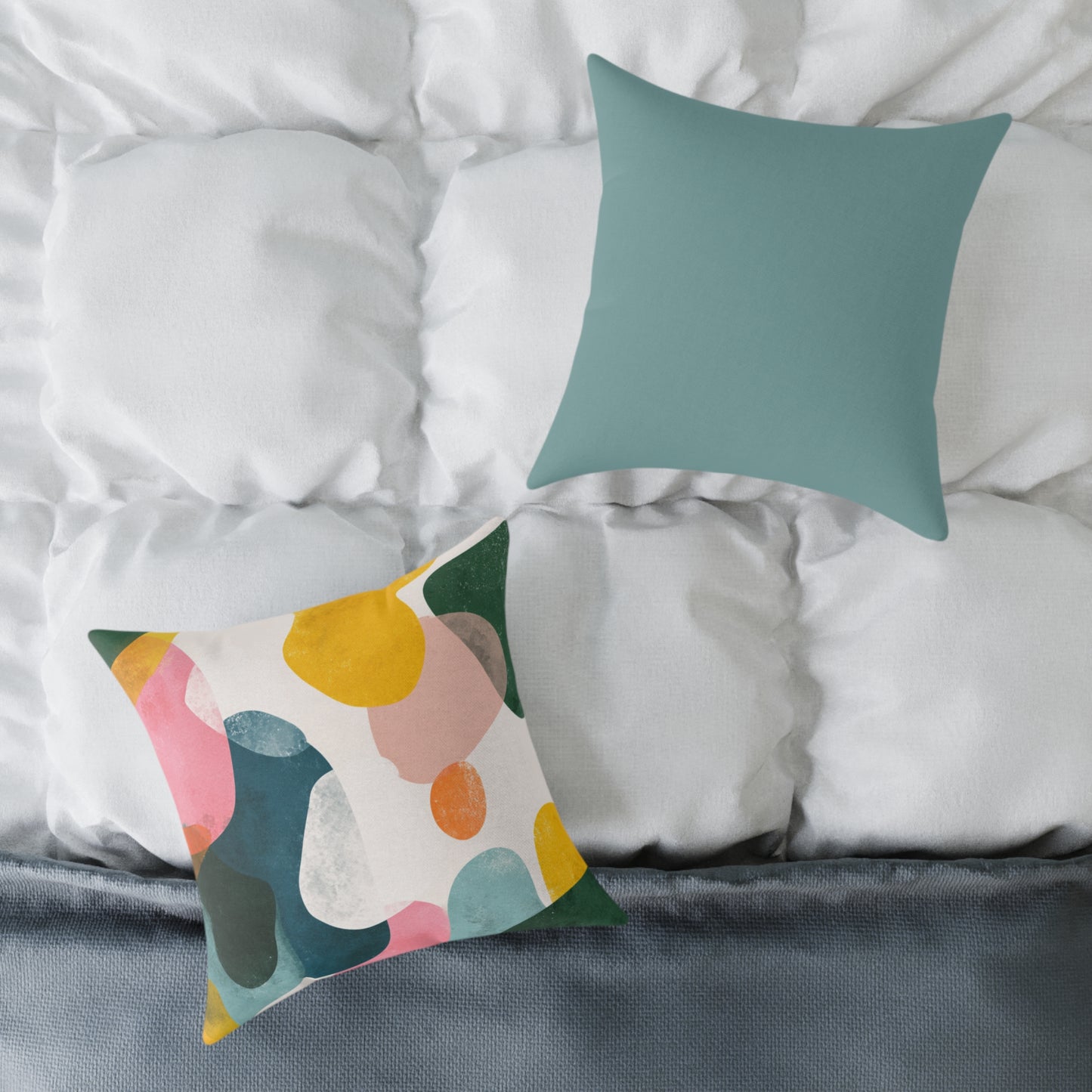 Pastel Pebble Garden - Square Poly Canvas Pillow