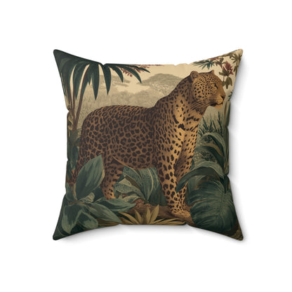 Midnight Leopard Wanderer - Faux Suede Square Pillow