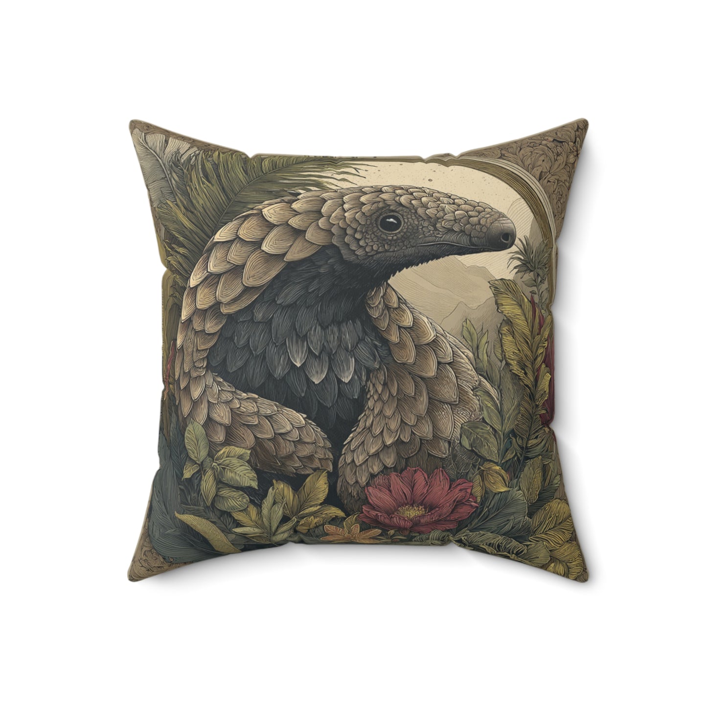 Woodland Pangolin Haven - Faux Suede Square Pillow