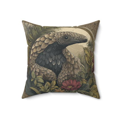 Woodland Pangolin Haven - Faux Suede Square Pillow