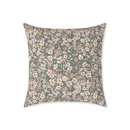 Soft Blush Field - Square Poly Canvas Pillow