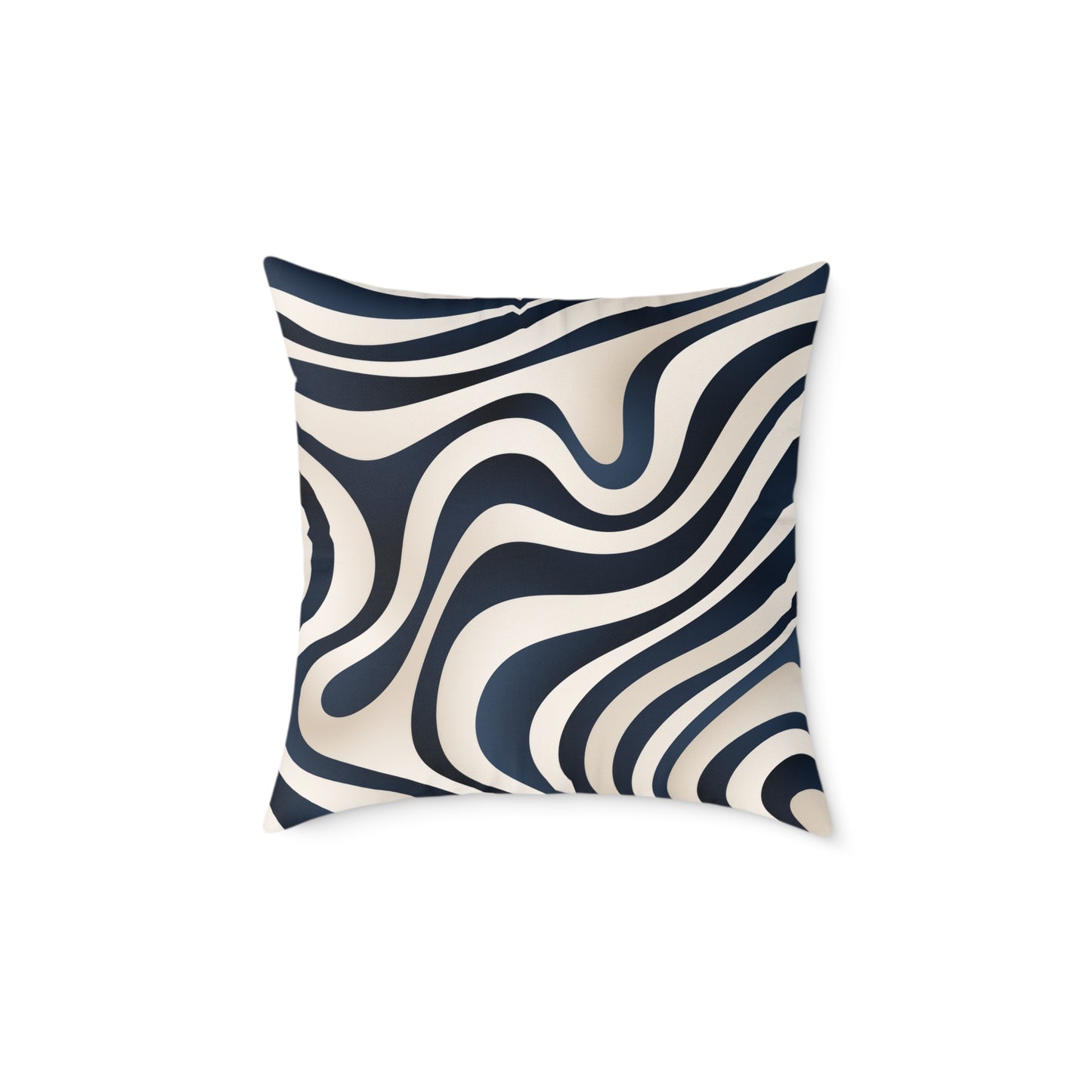 Waveflow – Navy - Square Poly Canvas Pillow