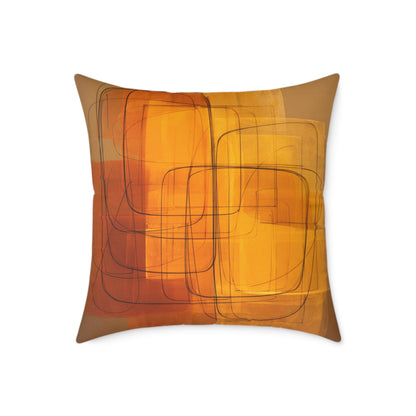 Golden Frame Drift - Square Poly Canvas Pillow