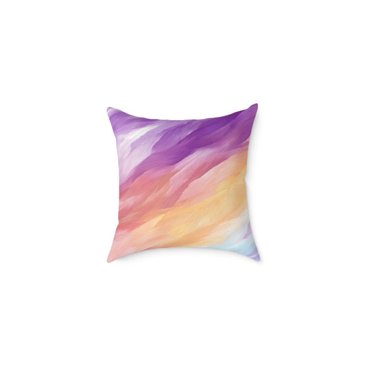 Pastel Stroke Mirage - Square Poly Canvas Pillow