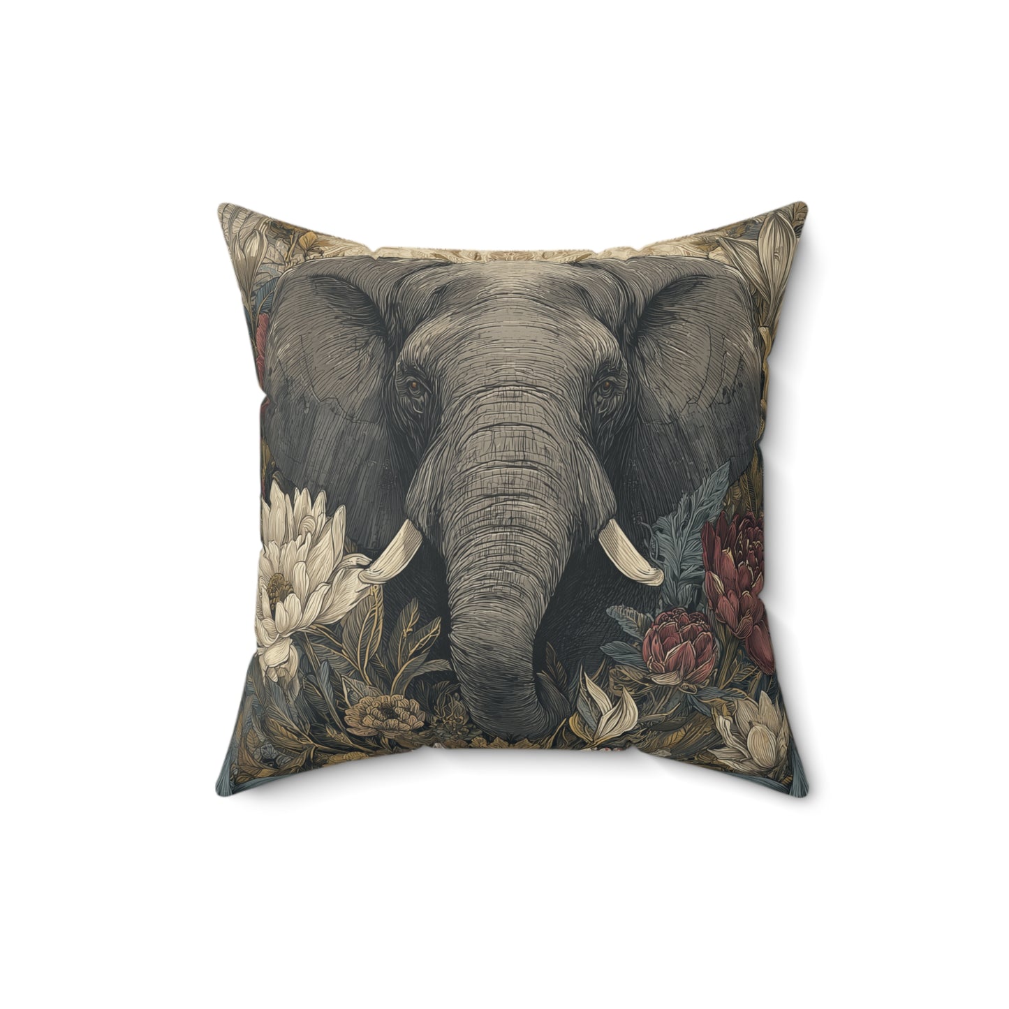 Elephant of the Ivory Grove - Faux Suede Square Pillow
