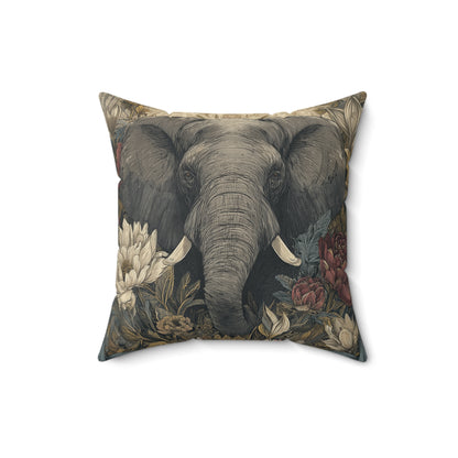 Elephant of the Ivory Grove - Faux Suede Square Pillow