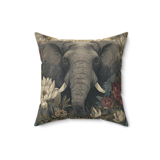 Elephant of the Ivory Grove - Faux Suede Square Pillow