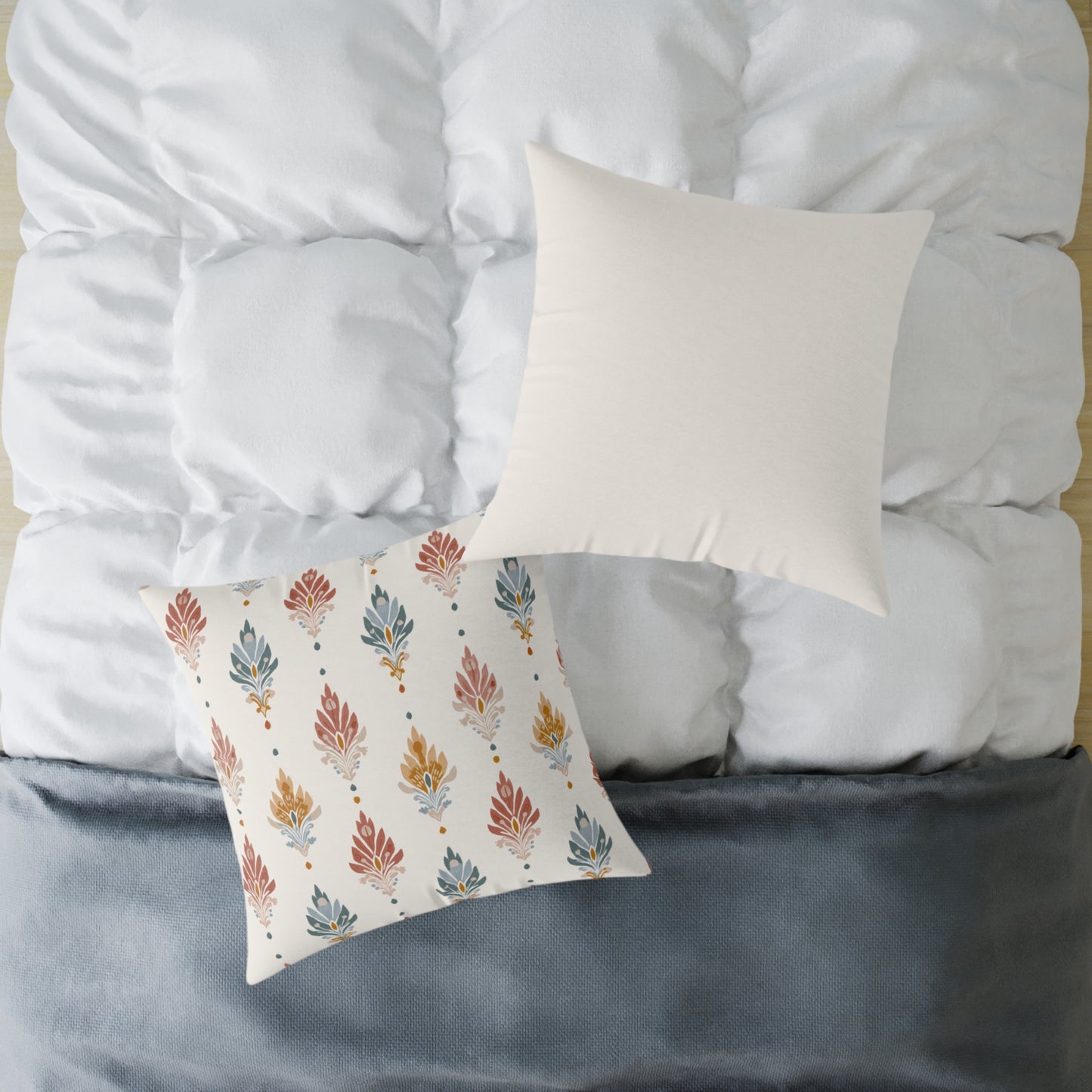 Tribal Bloom Crest - Square Poly Canvas Pillow