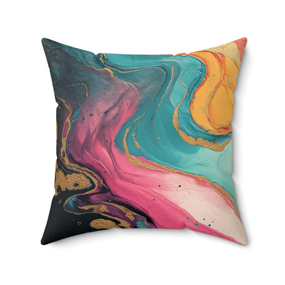 Aurora Sandstone Flow - Faux Suede Square Pillow