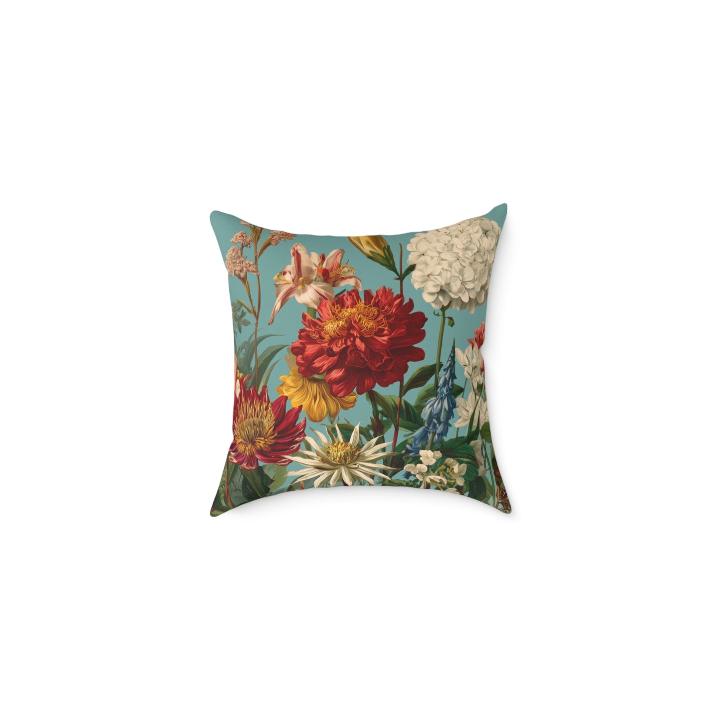 Scarlet & Ivory Floralscape - Square Poly Canvas Pillow