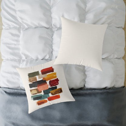 Autumn Brush Strokes - Square Poly Canvas Pillow