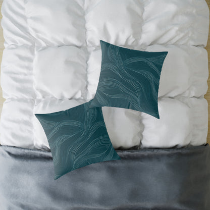 Ocean Current Lines - Square Poly Canvas Pillow