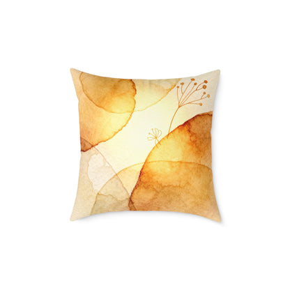 Warm Leaf Ember - Square Poly Canvas Pillow