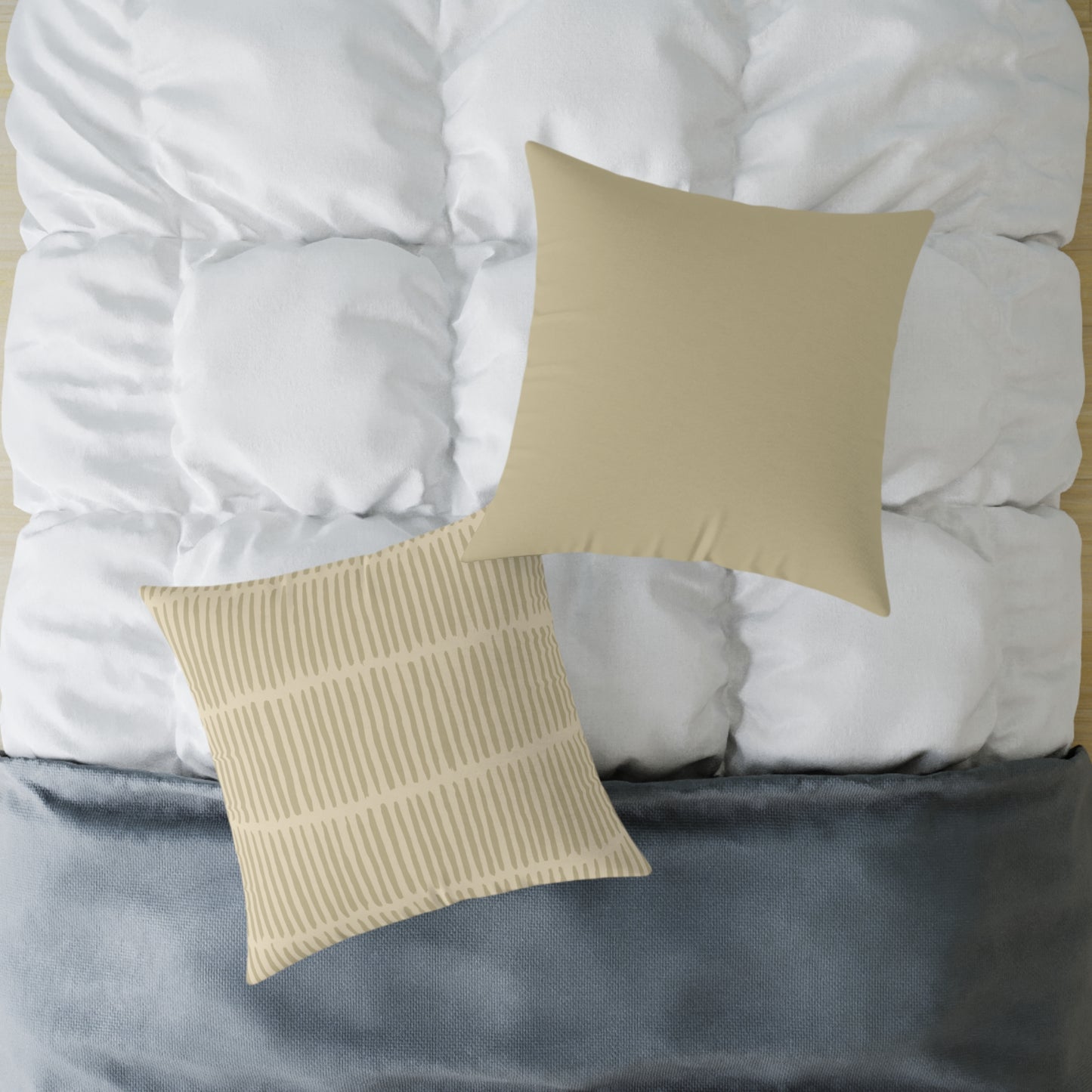 Loom Lines - Oat - Square Poly Canvas Pillow