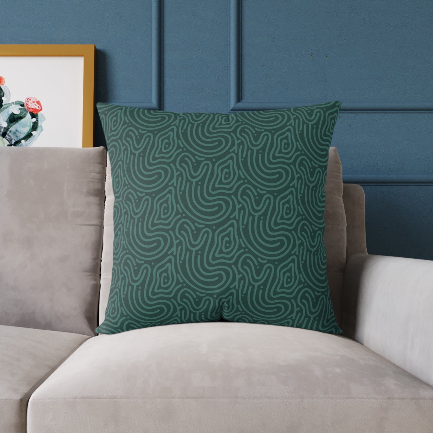 Deep Olive Texture - Square Poly Canvas Pillow
