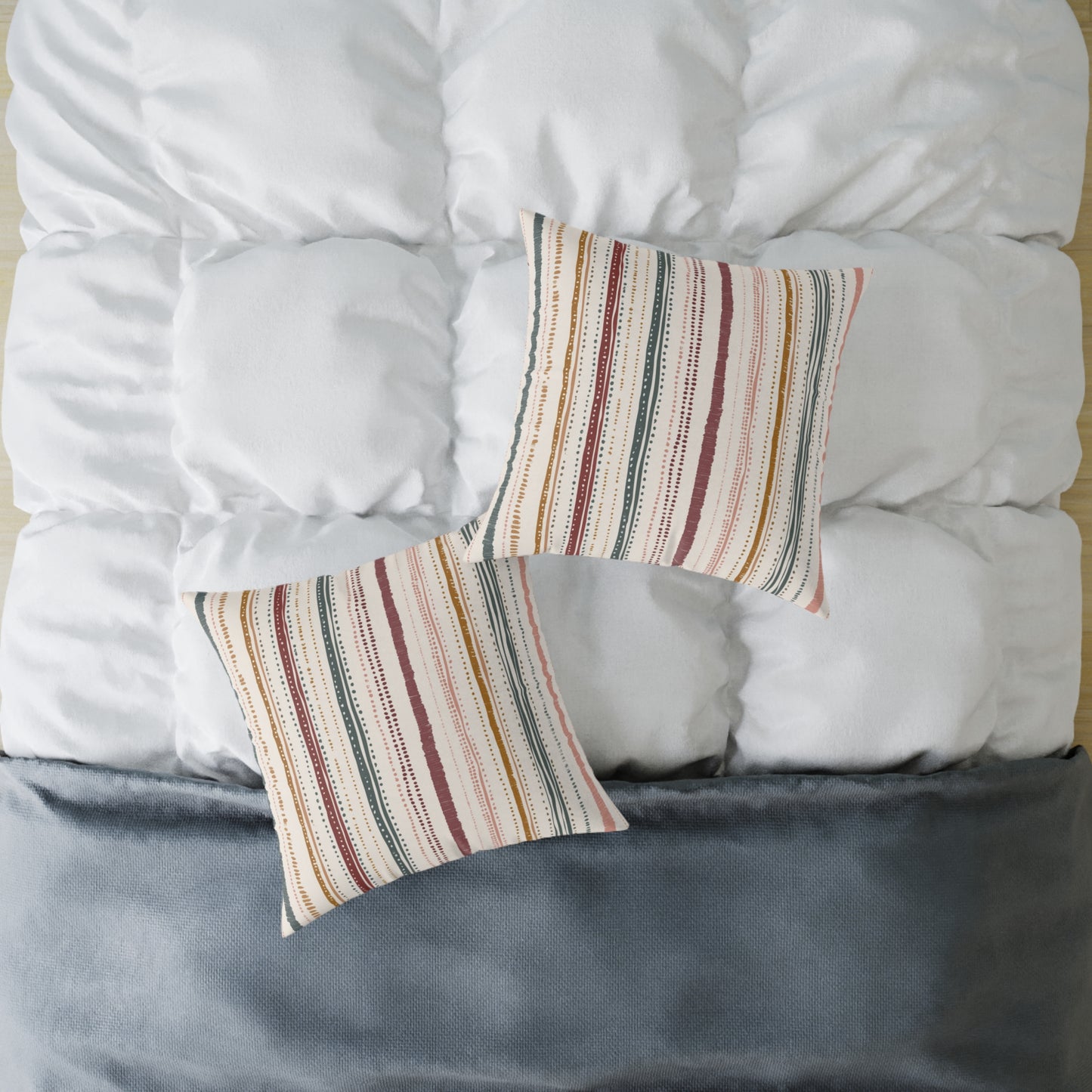 Saffron Loom Stripe - Square Poly Canvas Pillow
