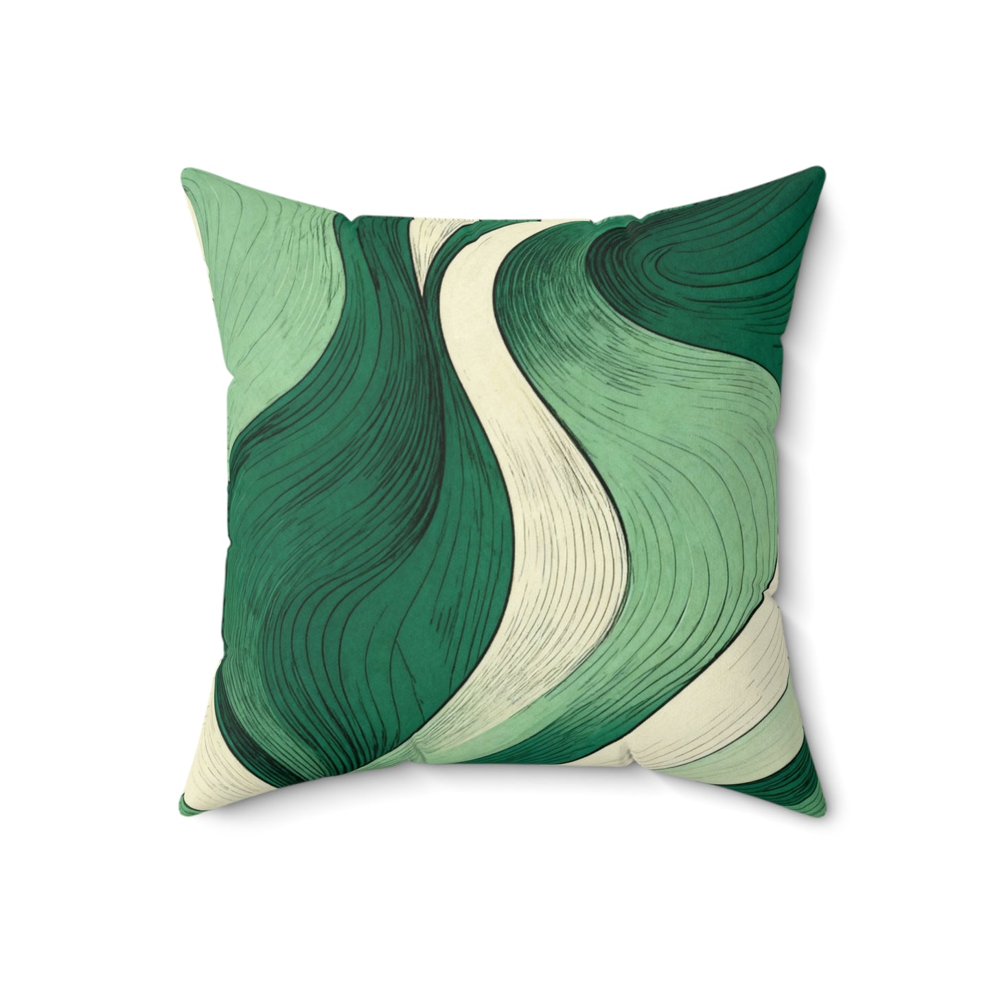 Emerald Flow Lines - Spun Polyester Square Pillow