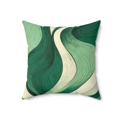 Emerald Flow Lines - Spun Polyester Square Pillow