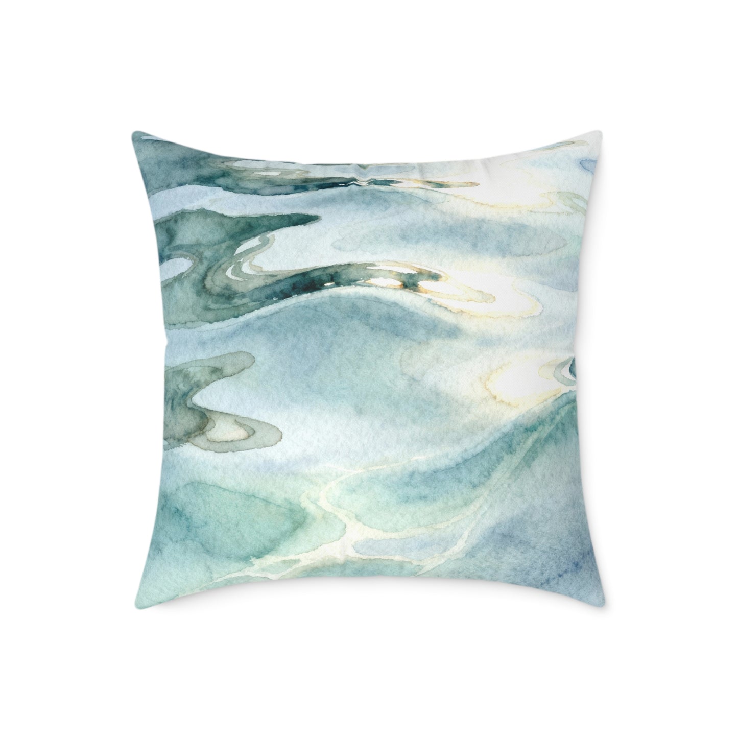 Shallow Tide Reflections - Square Poly Canvas Pillow